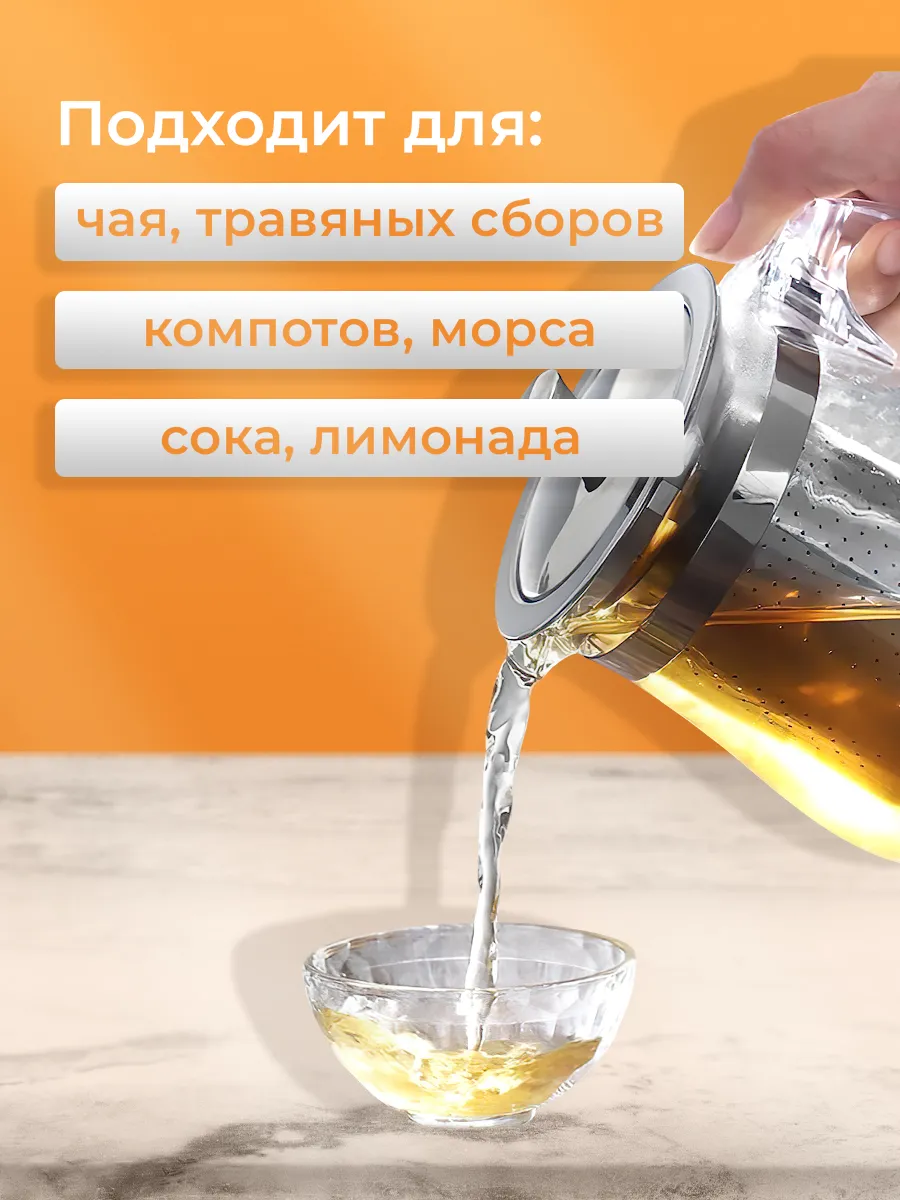 Чайник заварочный стеклянный 500 мл с ситечком