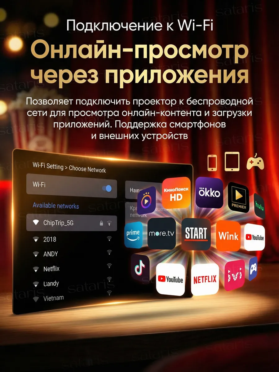 Проектор для фильмов домашний кинотеатр